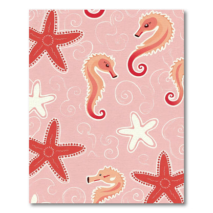 Pink Seahorse Starfish Swirls Rug
