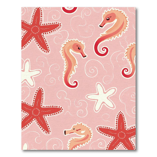 Pink Seahorse Starfish Swirls Rug