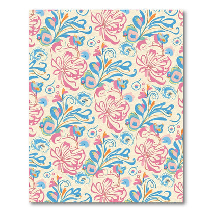 Pink Blue Whimsical Floral Vine Rug