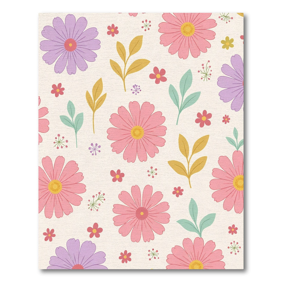 Pink Purple Daisy Botanical Floral Collage Rug