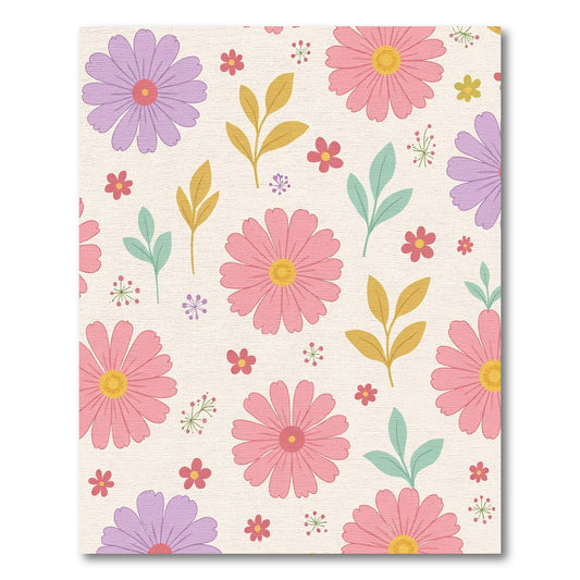 Pink Purple Daisy Botanical Floral Collage Rug