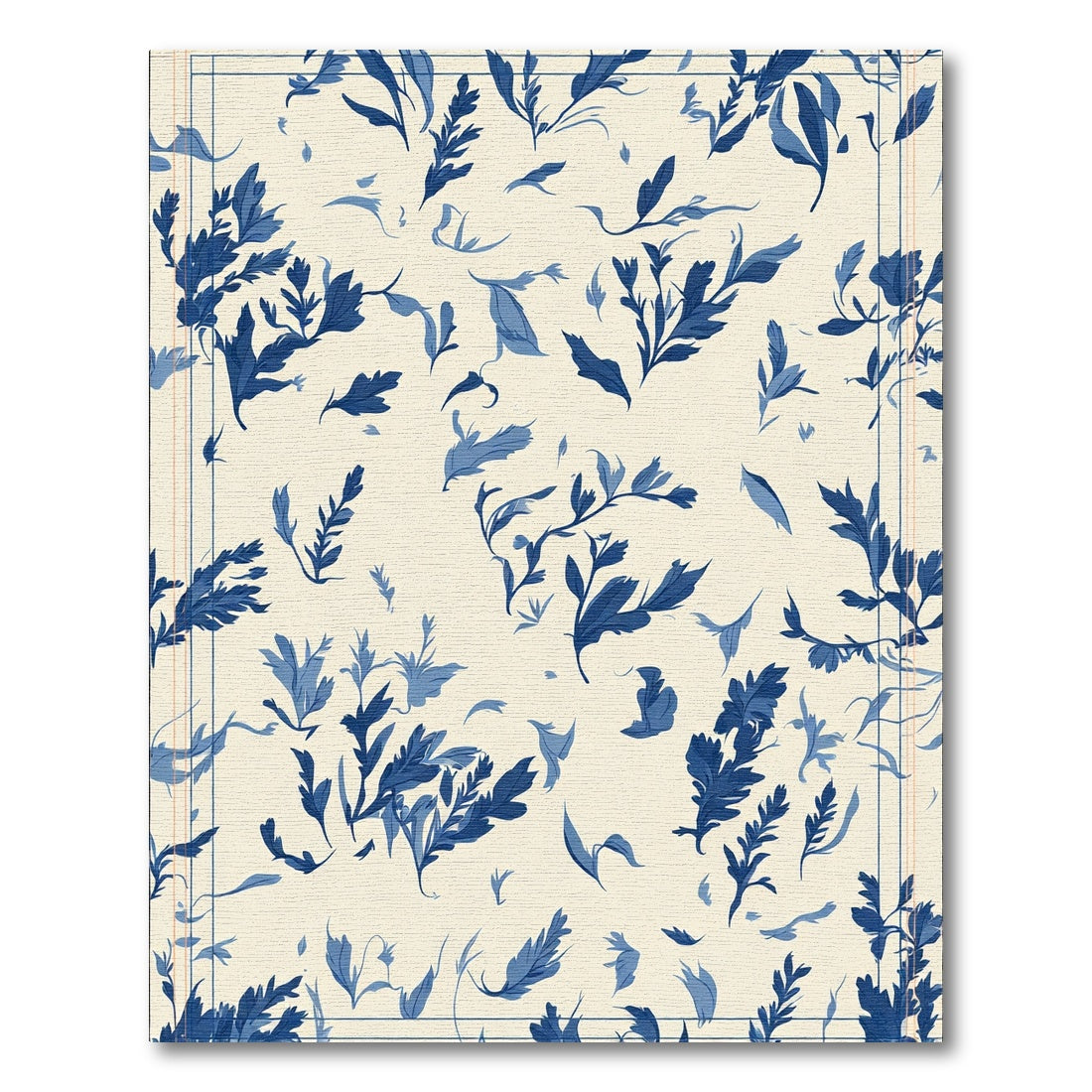 Blue Garden Floral Vines Rug