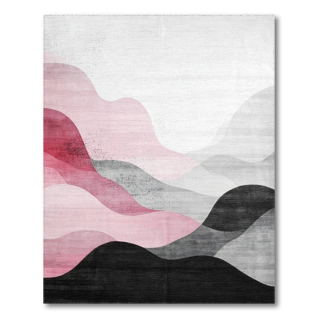 Abstract Pink Black Wave Area Rug