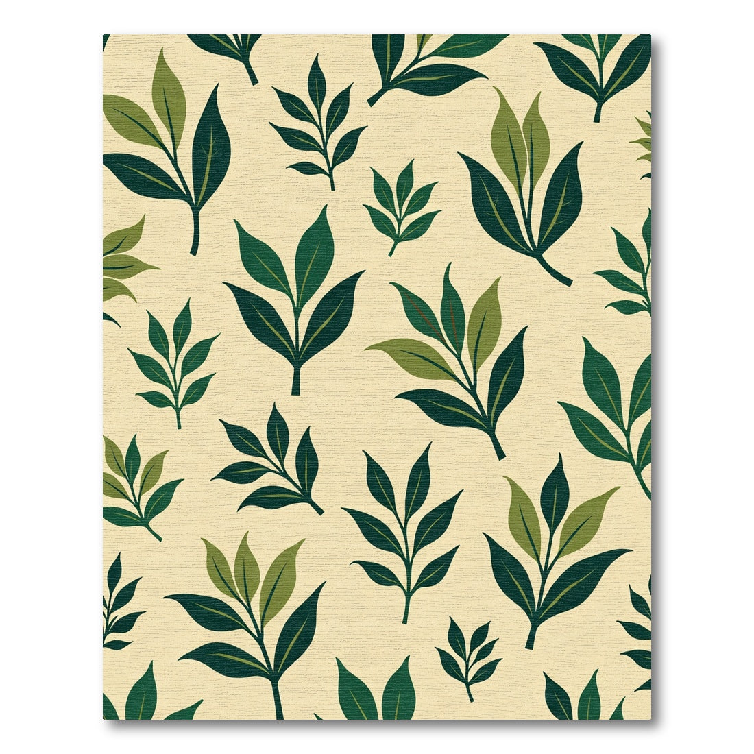 Green Leafy Branches Scattered Pattern Rug