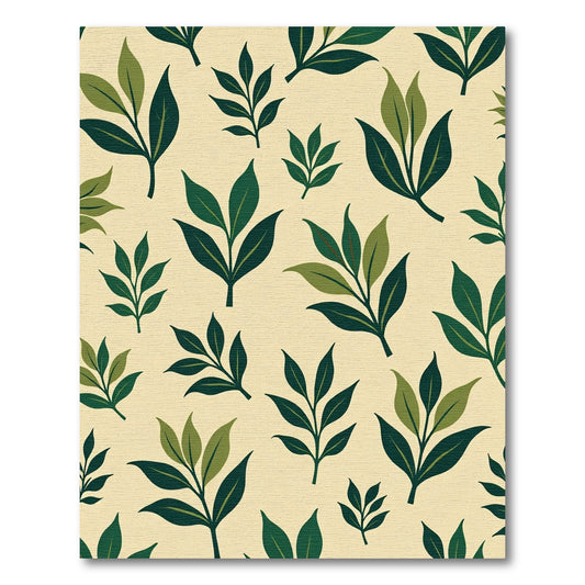 Green Leafy Branches Scattered Pattern Rug