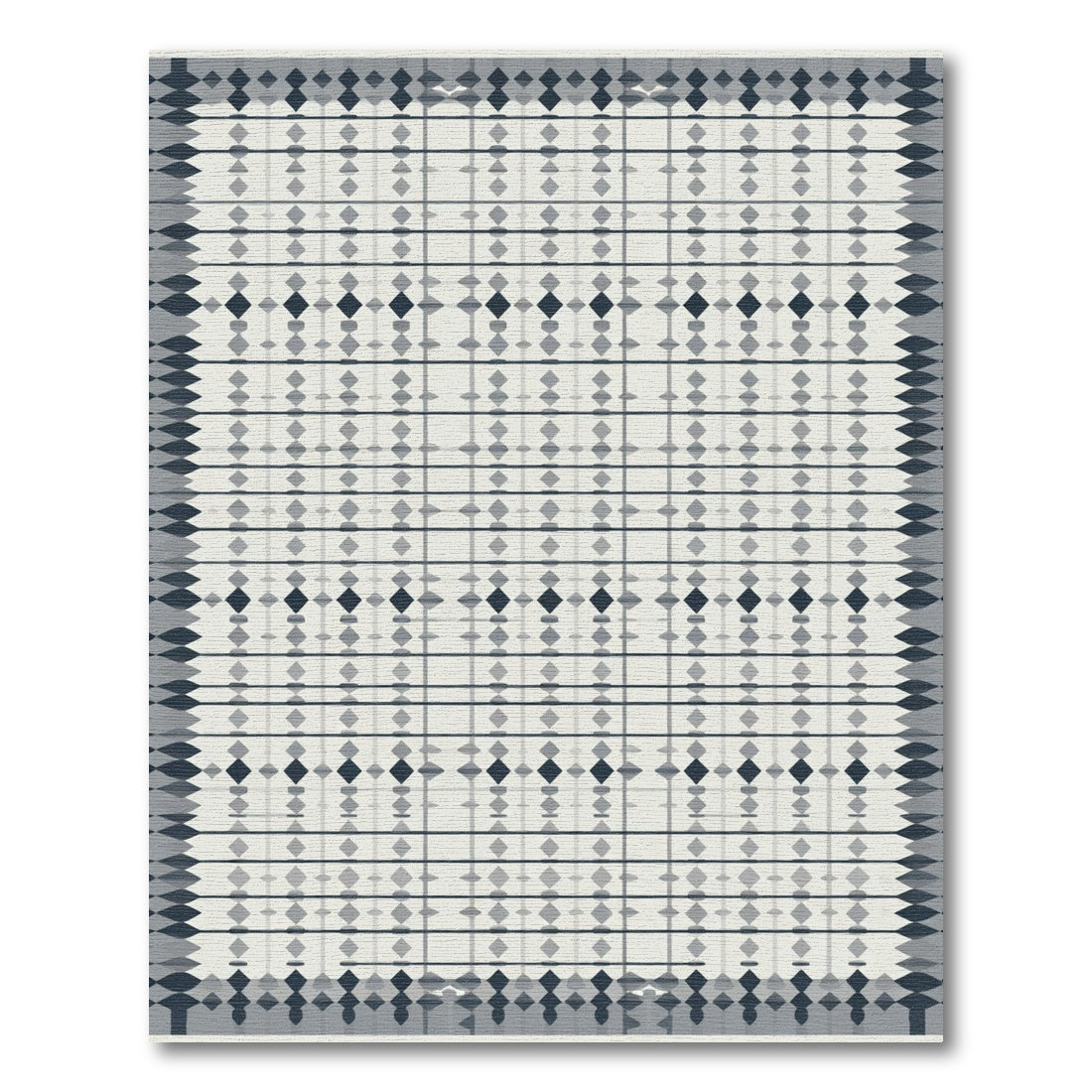 Grey Diamond Lattice Geometric Rug