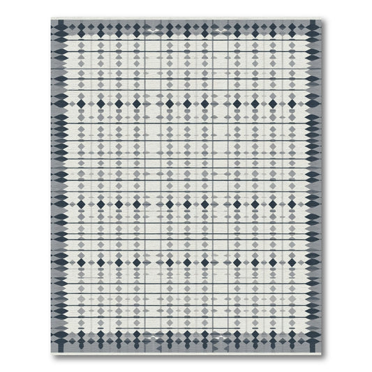 Grey Diamond Lattice Geometric Rug