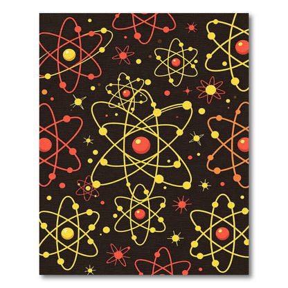 Atomic Orbit Red Yellow Field Rug