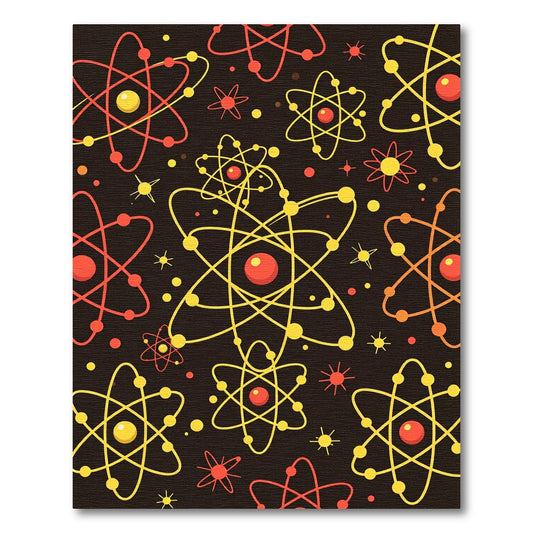 Atomic Orbit Red Yellow Field Rug