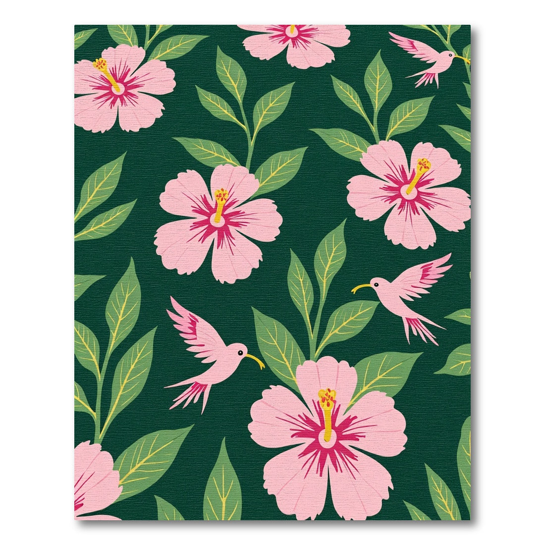 Pink Hibiscus Hummingbird Garden Rug