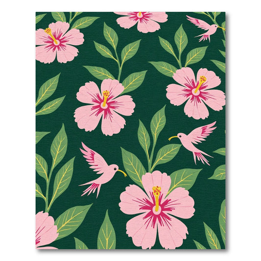 Pink Hibiscus Hummingbird Garden Rug