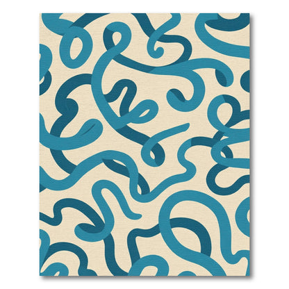 Teal Swirl Ribbon Abstract Rug