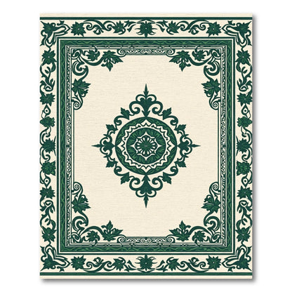 Ornate Forest Green Floral Medallion Rug