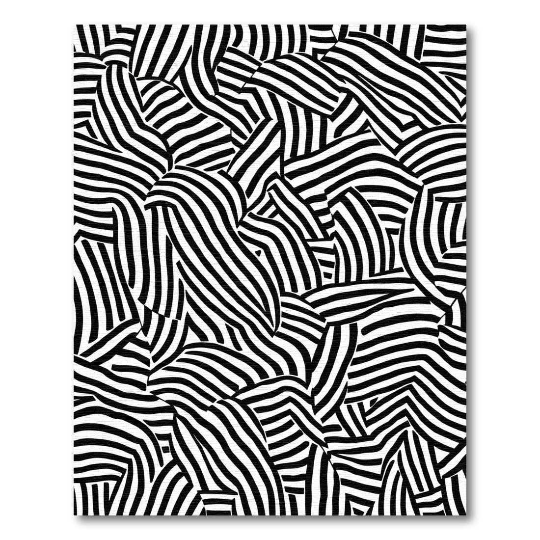 Abstract Black White Organic Stripe Rug
