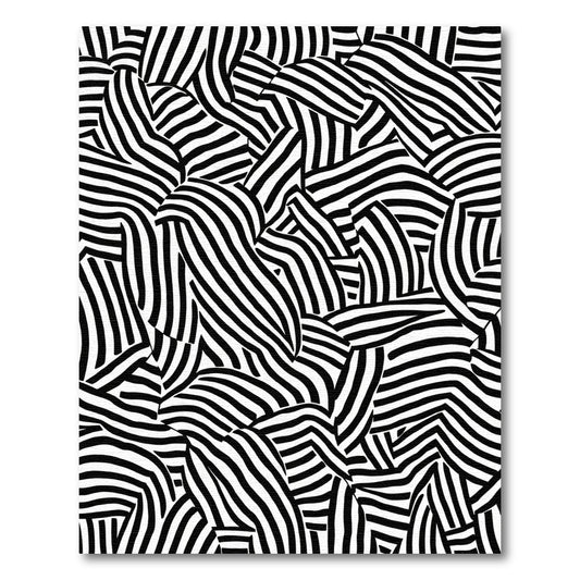 Abstract Black White Organic Stripe Rug
