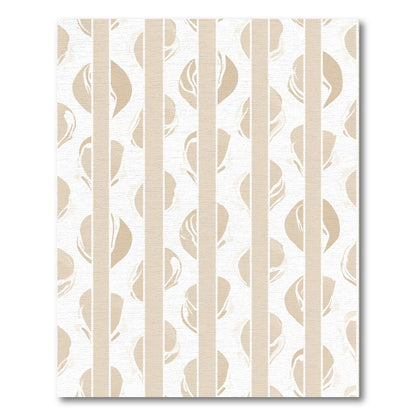 Soft Beige Striped Abstract Leaf Rug