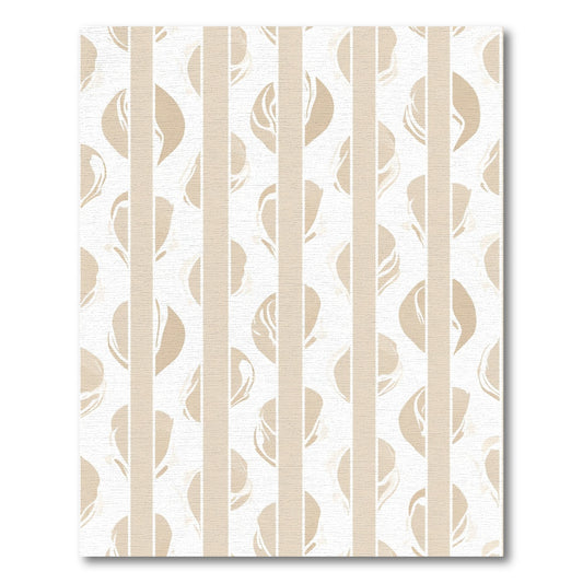 Soft Beige Striped Abstract Leaf Rug