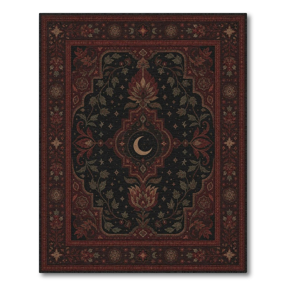 Red Celestial Floral Persian Area Rug
