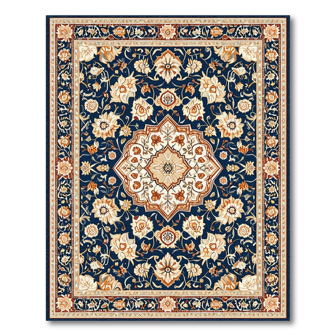 Medallion Navy Persian Floral Medallion Area Rug