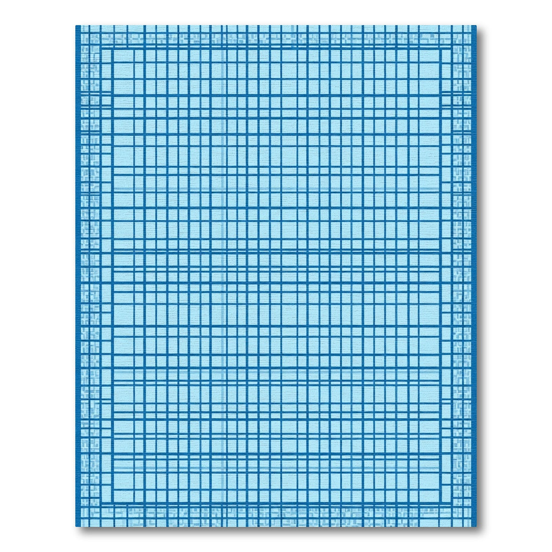 Ocean Blue Grid Lines Rug