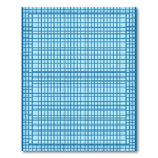 Ocean Blue Grid Lines Rug
