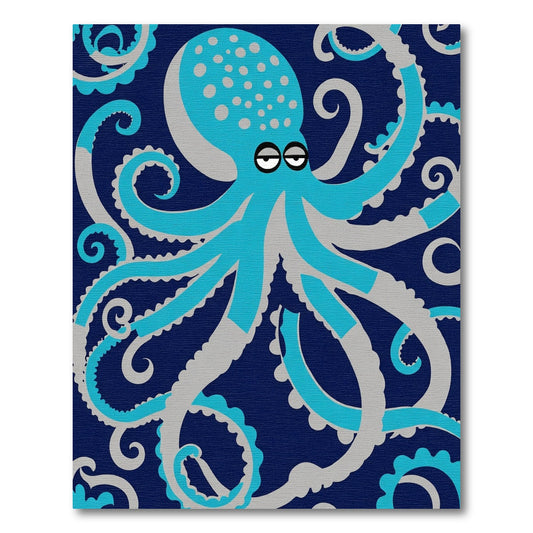 Oceanic Blue Octopus Swirls Rug