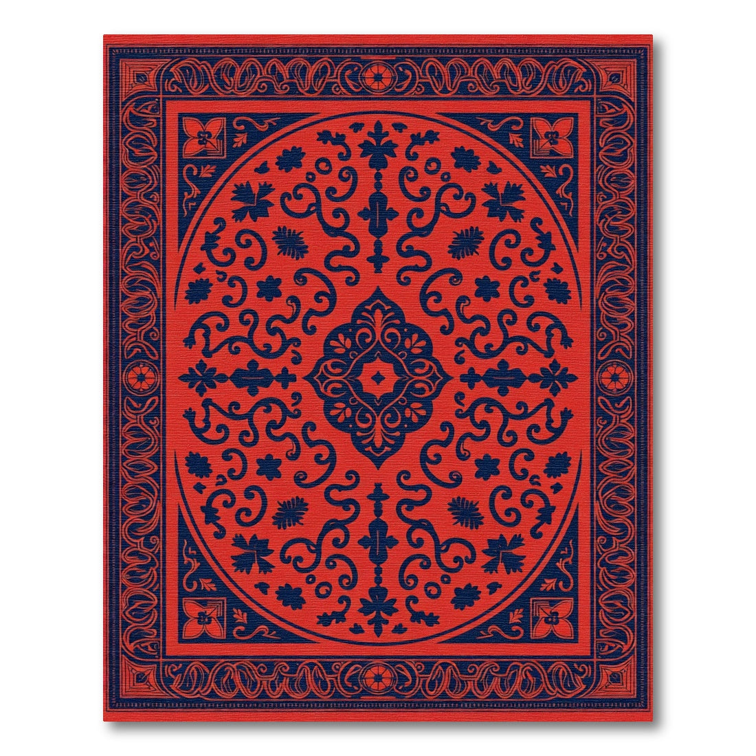 Crimson Navy Contemporary Medallion Rug