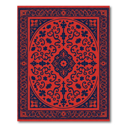Crimson Navy Contemporary Medallion Rug