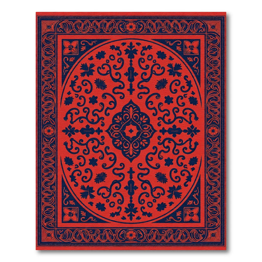Crimson Navy Contemporary Medallion Rug