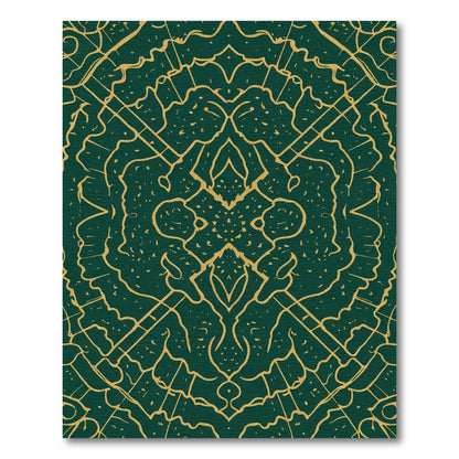 Emerald Gold Intricate Medallion Rug
