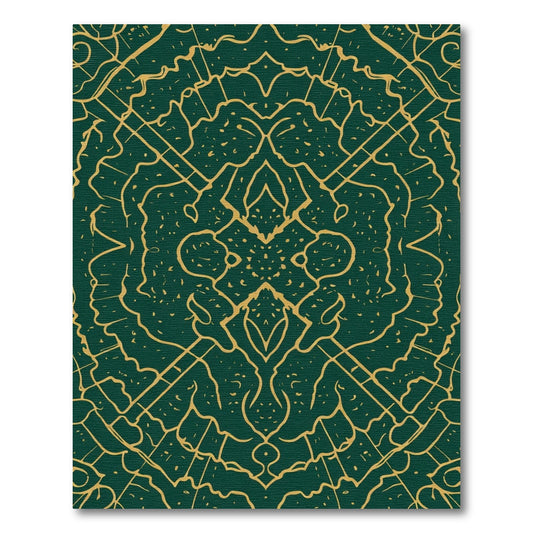 Emerald Gold Intricate Medallion Rug