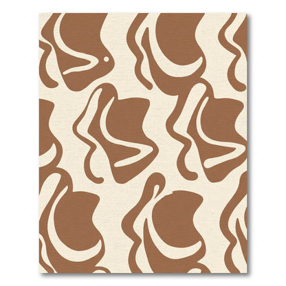 Organic Brown Cream Wavy Abstraction Rug