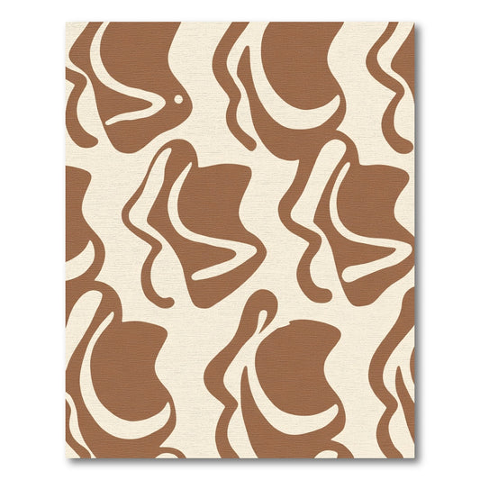 Organic Brown Cream Wavy Abstraction Rug