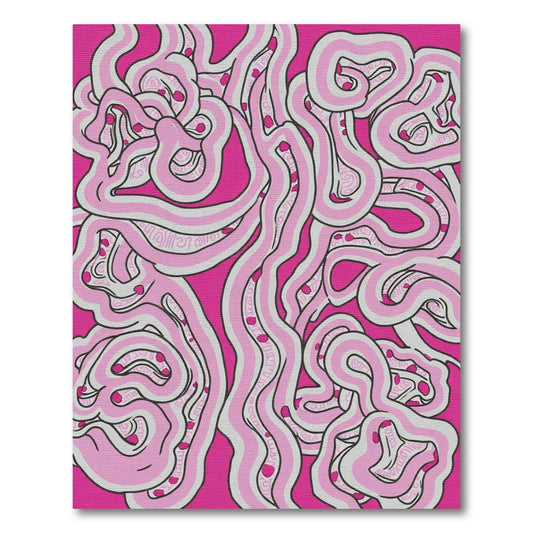Pink Swirl Abstract Line Art Rug