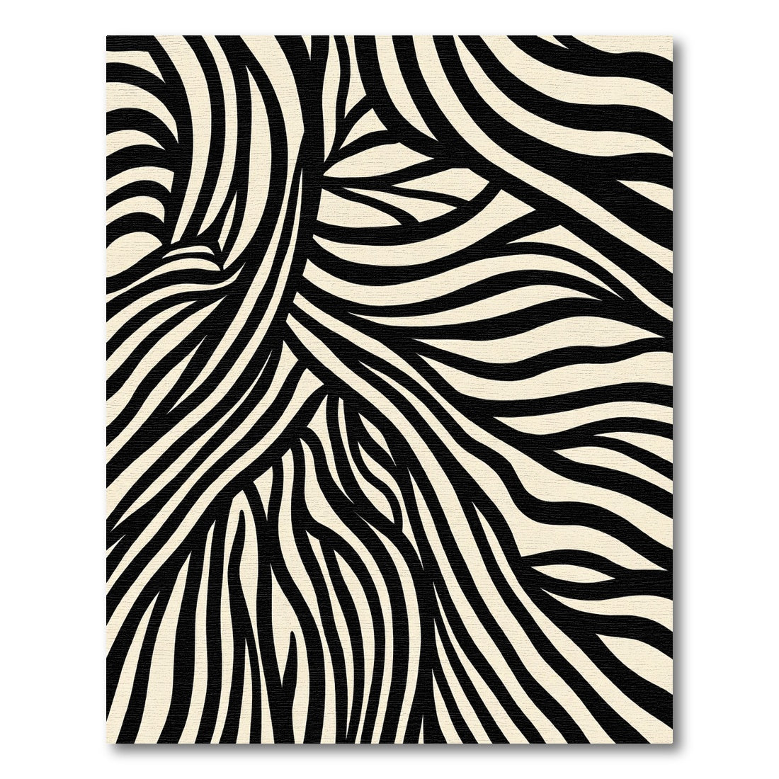 Abstract Black Cream Zebra Stripe Rug