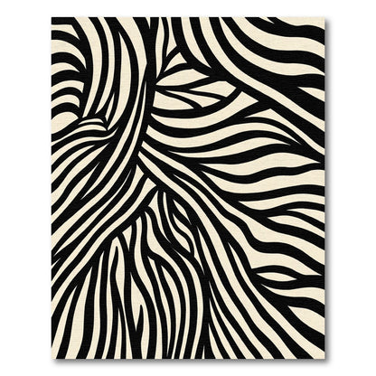Abstract Black Cream Zebra Stripe Rug