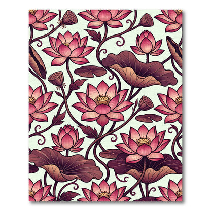 Bold Pink Lotus Vine Pattern Rug