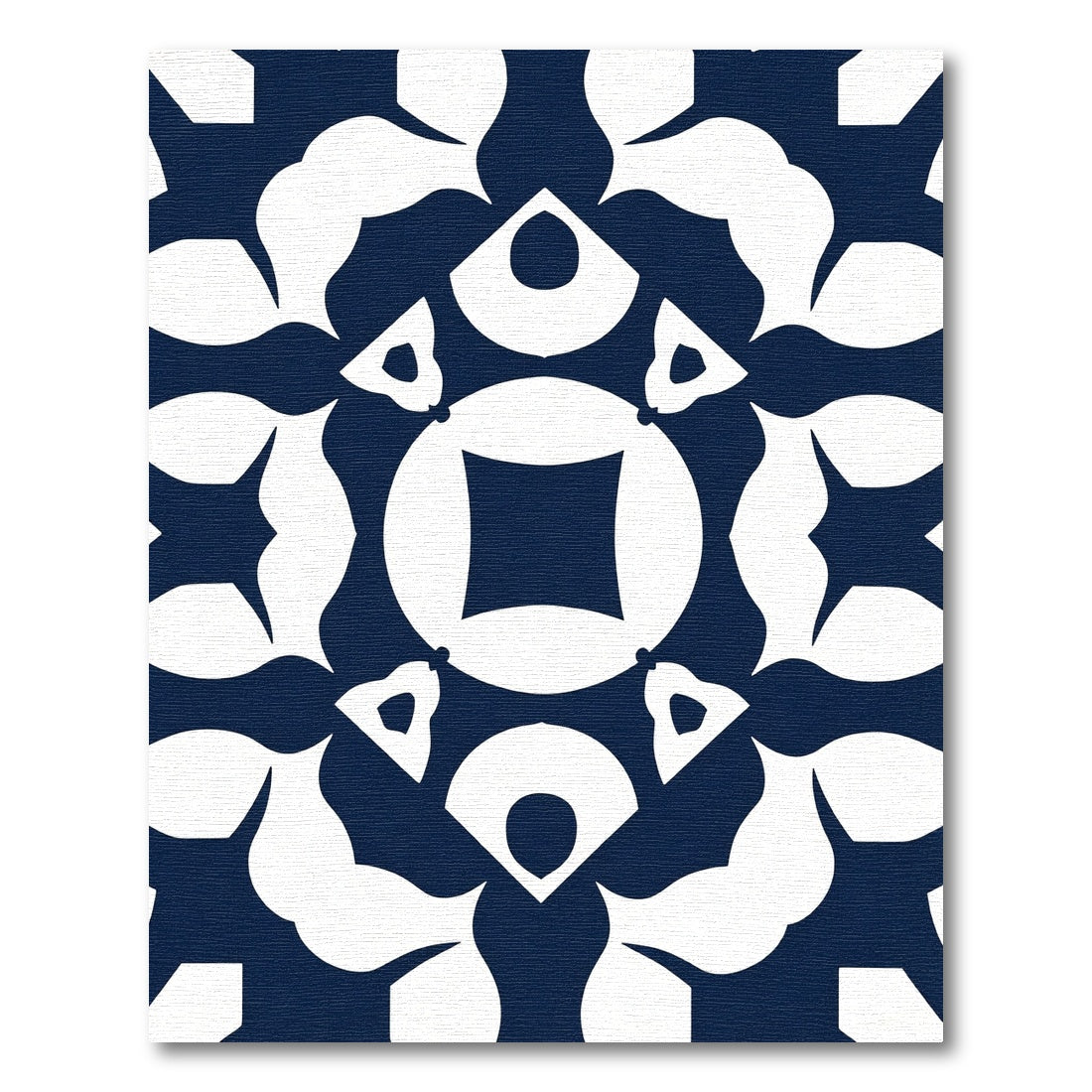 Navy White Symmetric Geometric Medallion Rug