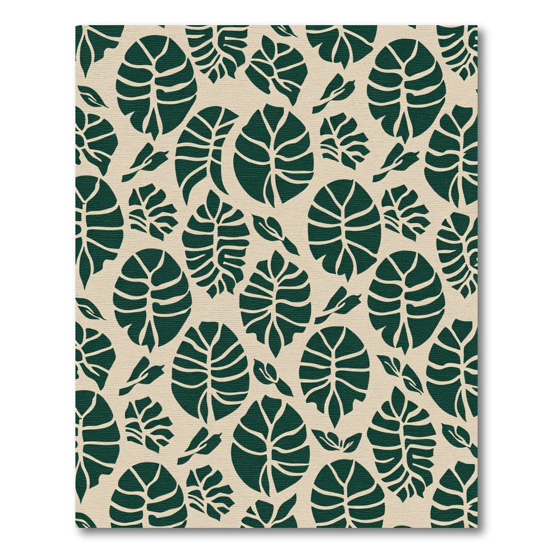 Deep Emerald Leaf Silhouette Pattern Rug