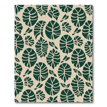 Deep Emerald Leaf Silhouette Pattern Rug