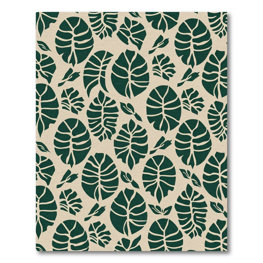 Deep Emerald Leaf Silhouette Pattern Rug