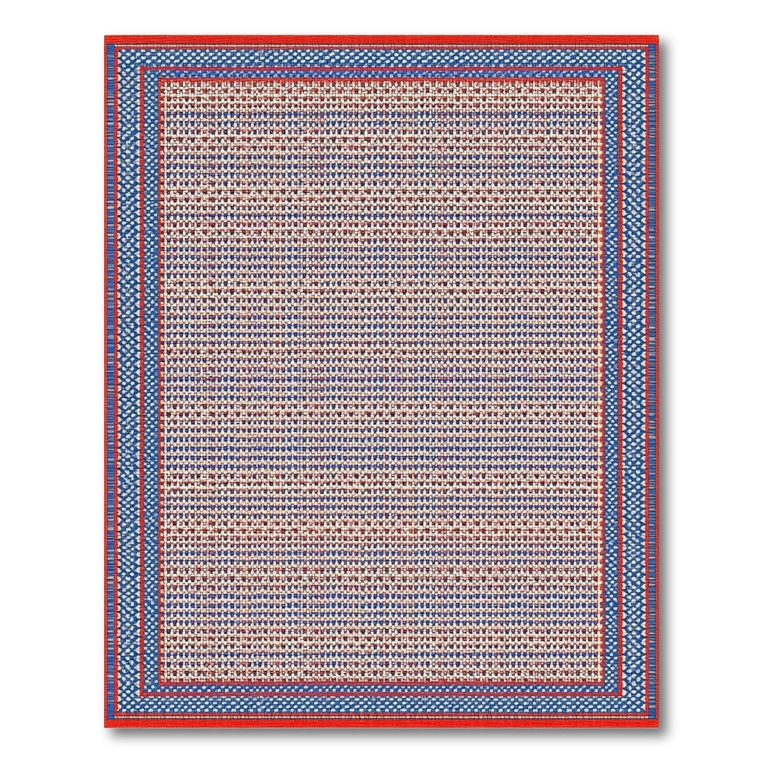 Red Blue Geometric Checkered Area Rug