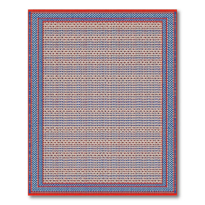 Red Blue Geometric Checkered Area Rug