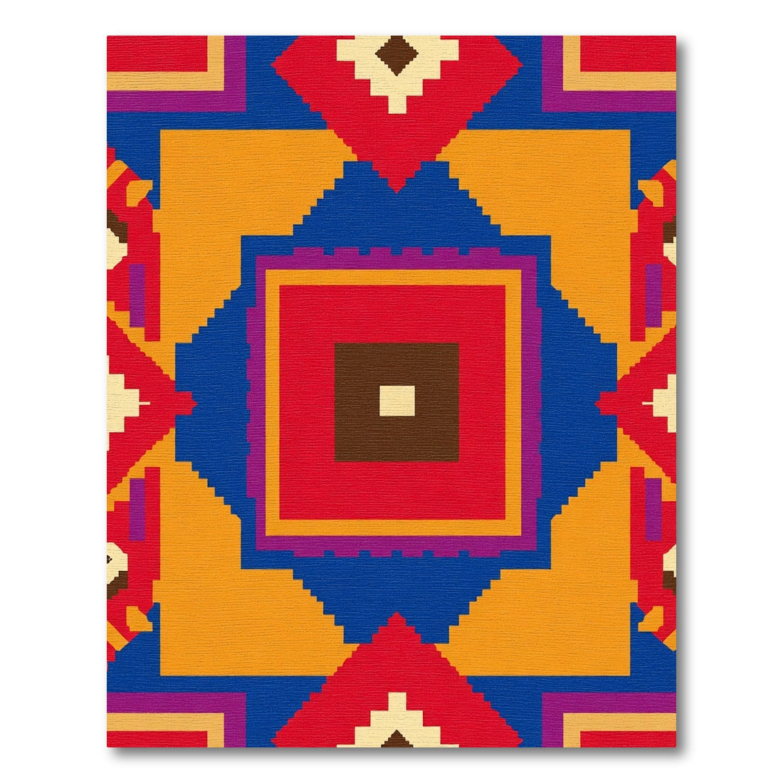 Bold Geometric Radiant Square Composition Rug