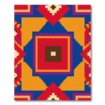 Bold Geometric Radiant Square Composition Rug
