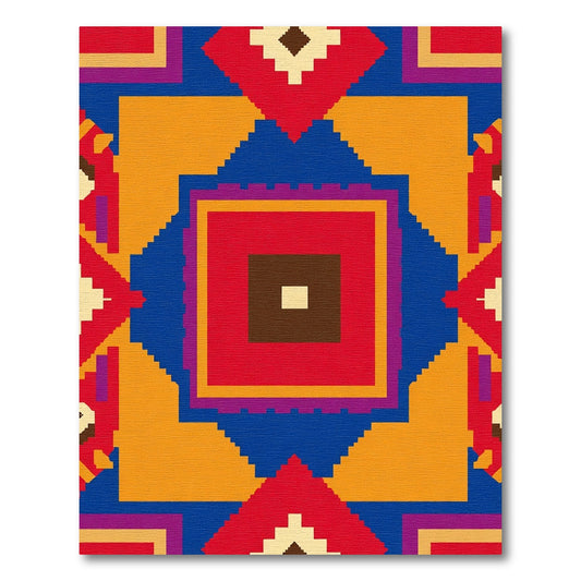 Bold Geometric Radiant Square Composition Rug