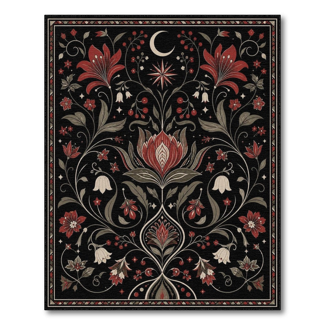 Red Floral Vintage Area Rug