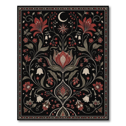 Red Floral Vintage Area Rug