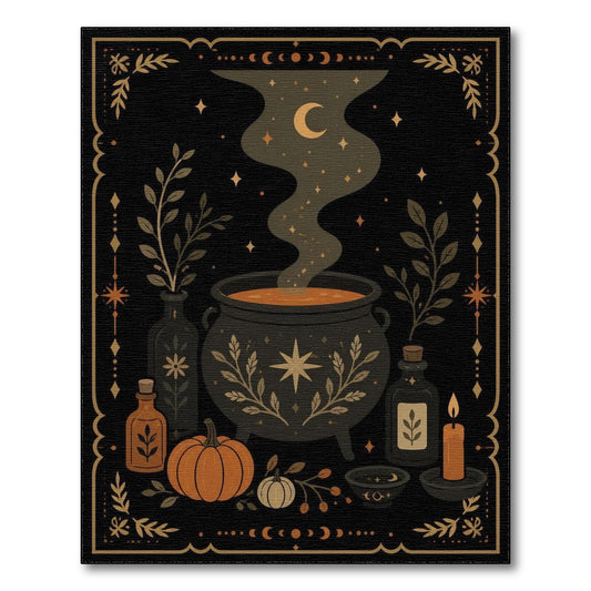 Black and White Mystic Cauldron Area Rug