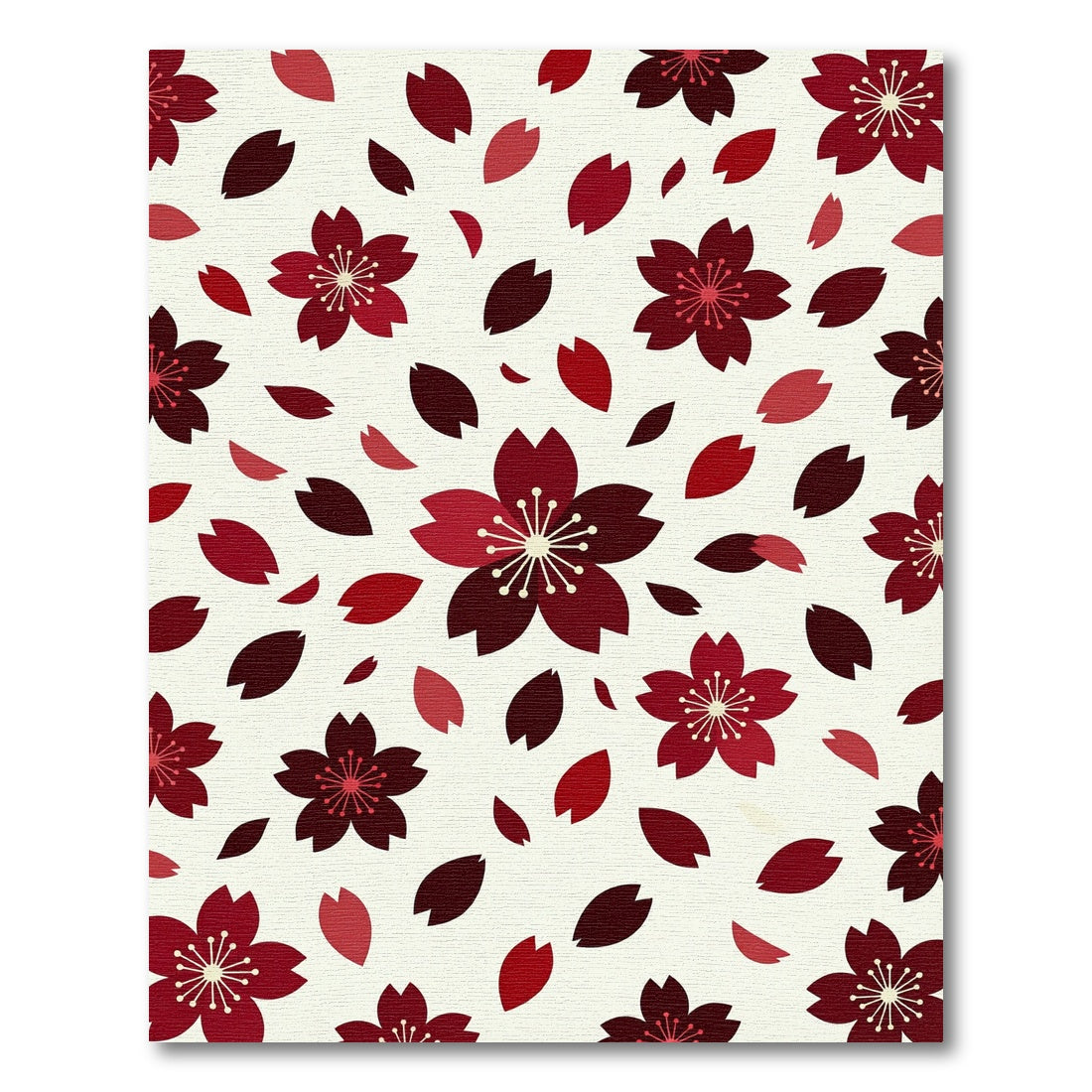 Crimson Cherry Blossom Petal Collage Rug